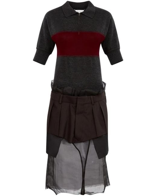 Maison Margiela Black Cotton-Wool Blend Midi Dress