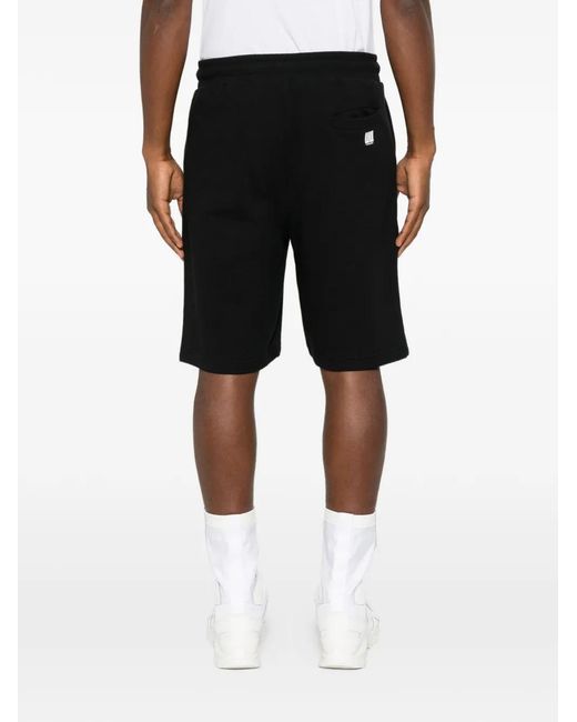 Les Hommes Black Cargo Drawstring Track Shorts for men