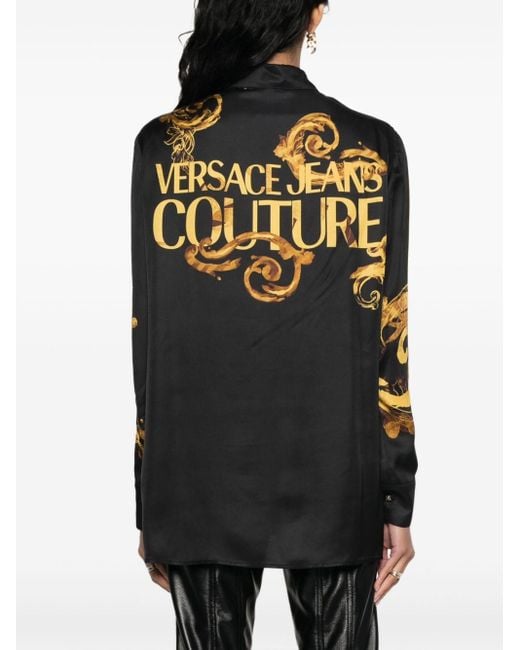 Versace Black Chain Couture-print Satin Shirt