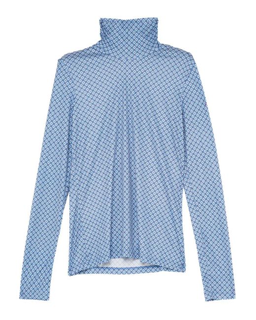 Maliparmi Blue Geometric Long-Sleeve T-Shirt
