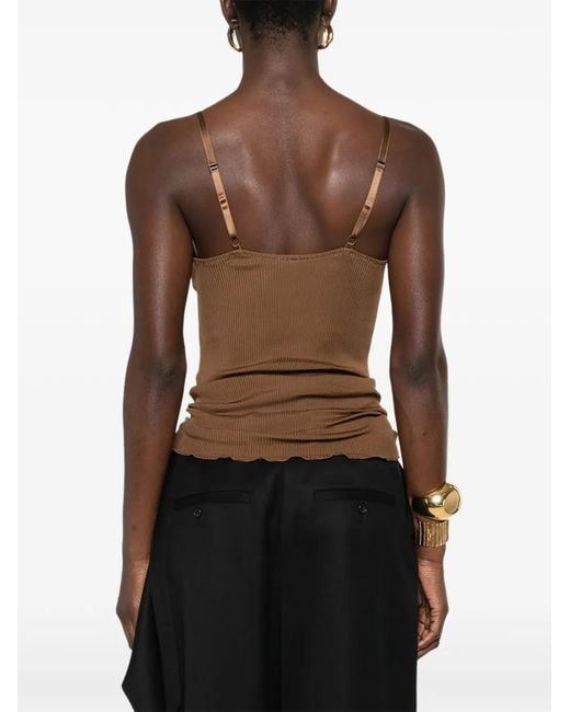 Saint Laurent Brown Sleeveless Tops