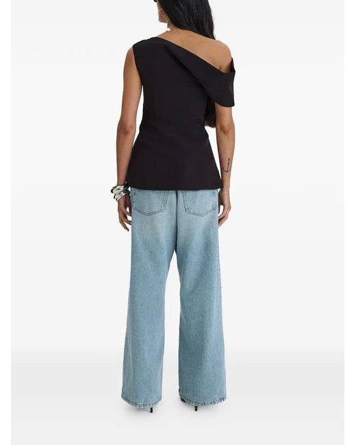 MOOS STUDIO Black Edit One-Shoulder Asymmetric Top