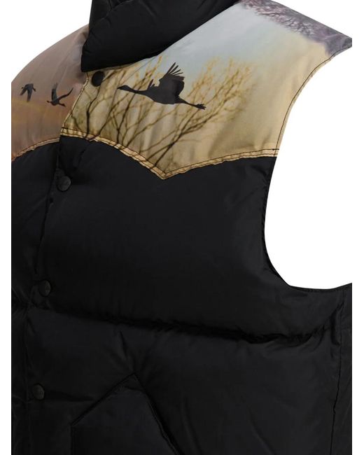 Needles Black X Rocky Mountain Featherbed Graphic-Print Padded Gilet for men