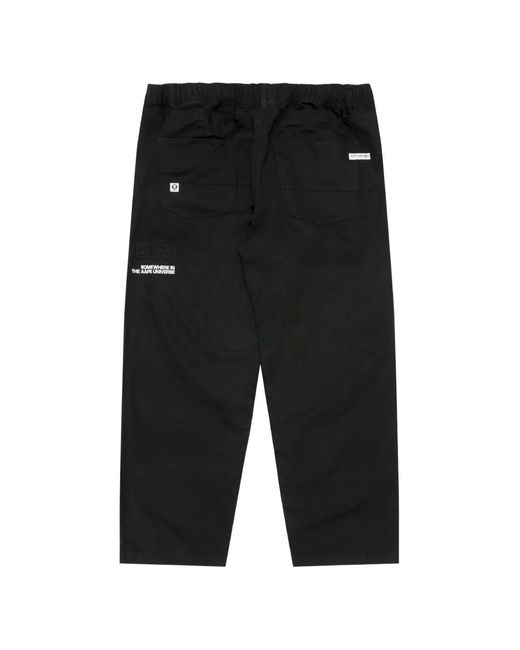 Aape By A Bathing Ape Black Moonface-Patch Trousers for men
