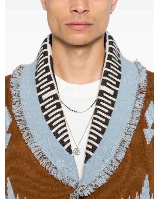 Alanui White Fringe-Trimmed Cardigan for men