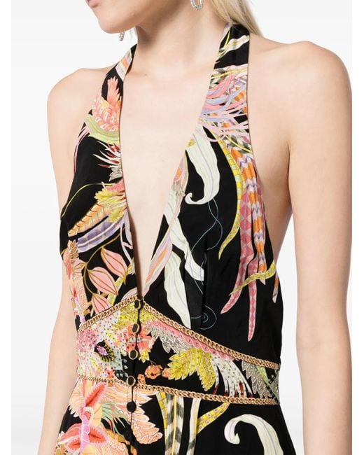 Mono largo con estampado floral Camilla de color Black