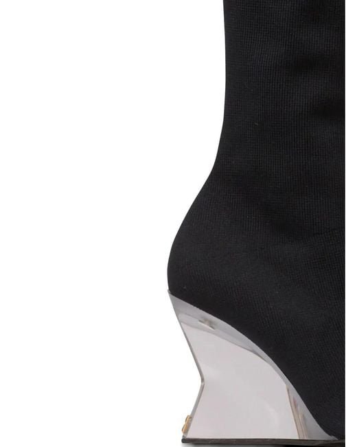 Balmain Black Wedge Thigh-High Boots