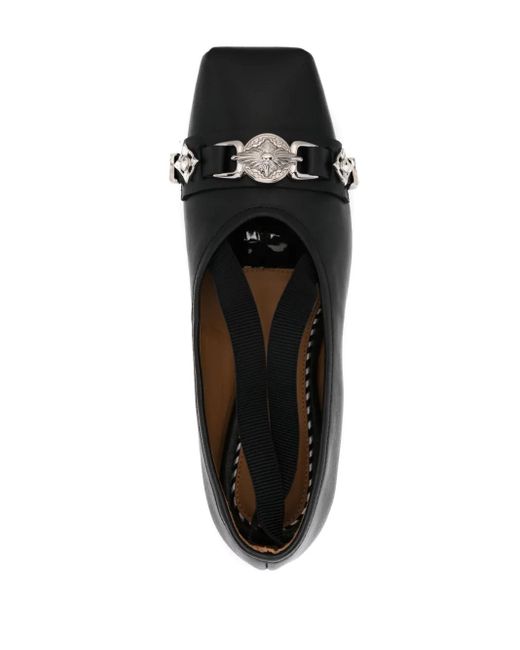 Toga Black Metallic-Detail Ballet Flats