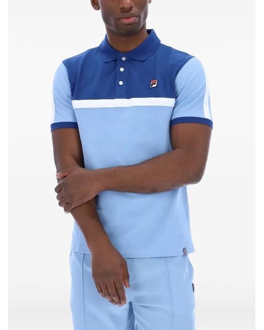 Fila Blue Mattia Logo-Patch Polo Shirt for men