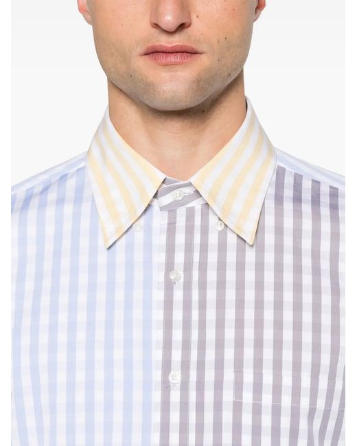 Thom Browne White Gingham-Check Poplin Shirt for men