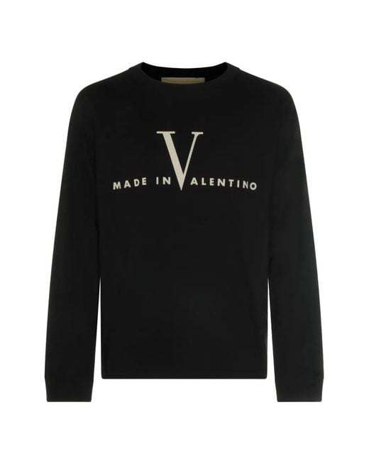 Valentino Garavani Black Logo-Print Long-Sleeve Top for men