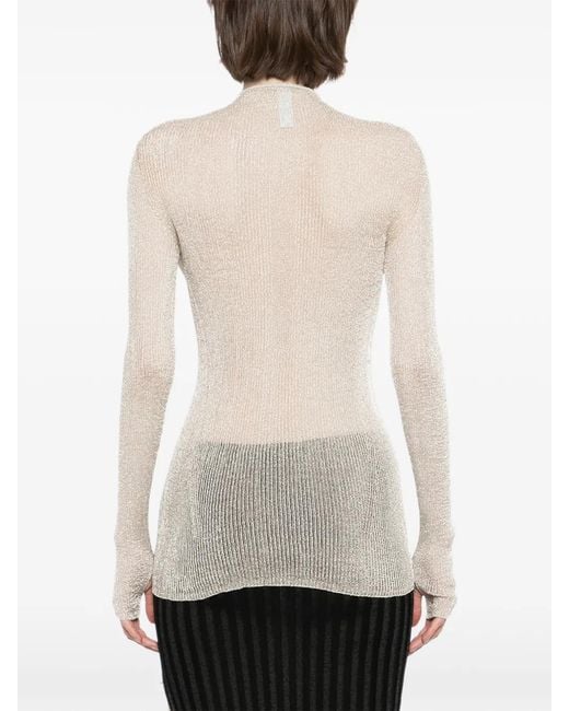 CFCL White Metallic-Effect Ribbed Top