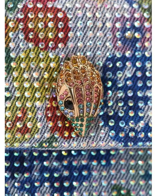 Kurt Geiger Blue Crystal-Embellished Floral-Print Shoulder Bag