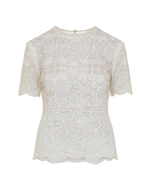 Ermanno Scervino White Studded Lace Top