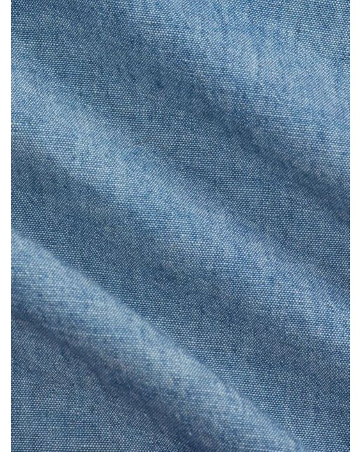 RRL Blue Button-Up Chambray Shirt for men