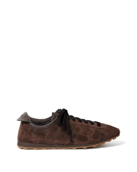 Jacquemus Brown The Tennis Croc-Effect Suede Sneakers for men