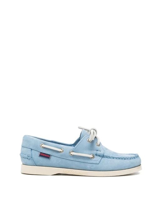 Sebago Blue Docksides Portland Leather Boat Shoes