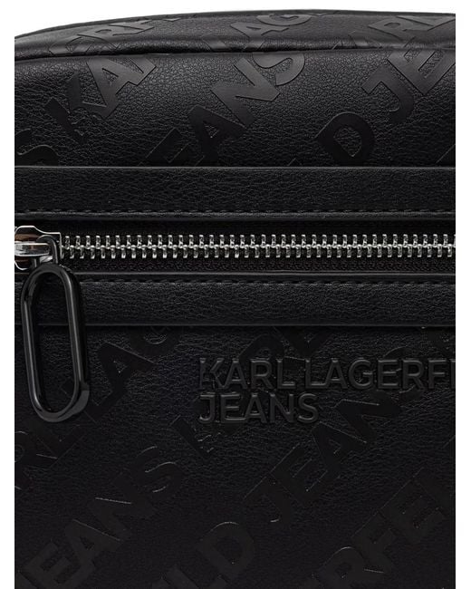 Karl Lagerfeld Black Logo-Embossed Belt Bag for men