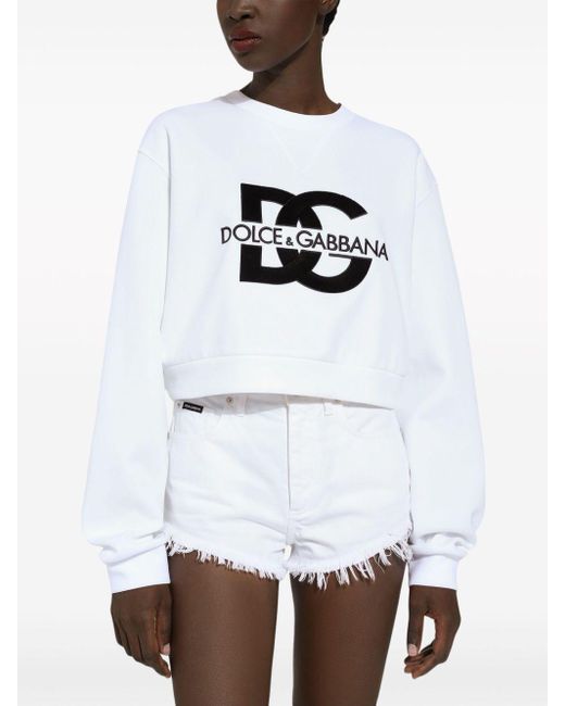 Dolce & Gabbana White Sweatshirt mit Logo-Print