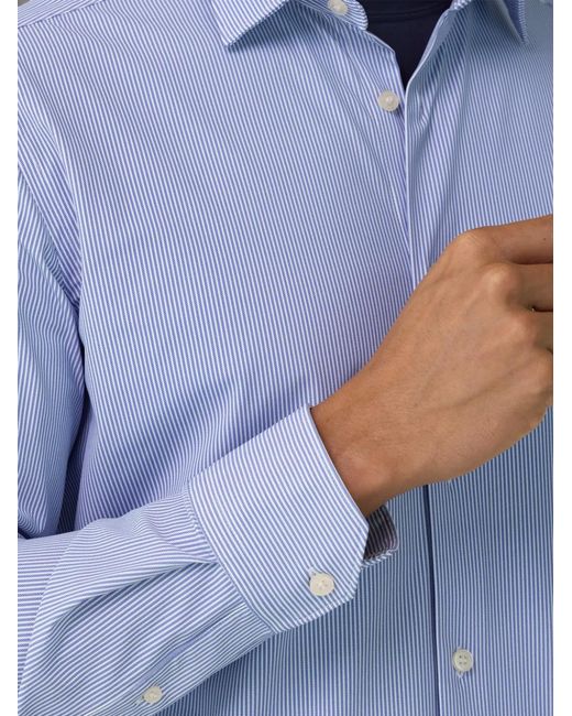 Boggi Blue Shirt Striped Stretch Nylon B Tech Slim Fit for men