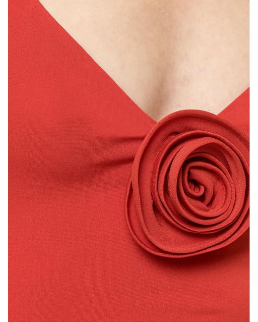 Nissa Red Robe Mi-Longue À Fleurs