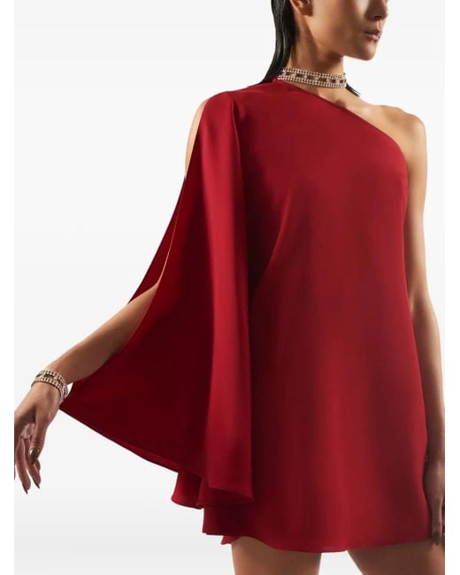 Taller Marmo Red Bolkan Crystal One-Shoulder Mini Dress