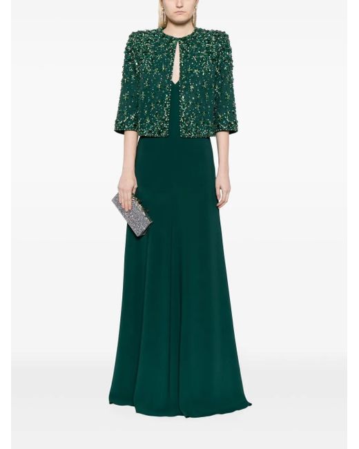 Jenny Packham Green Vanity Beaded Cropped Jacket