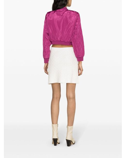 Maje Pink Quilted Cropped Bomber Jacket