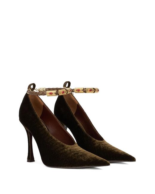 Roberto Cavalli Brown Pointed Strap Pumps