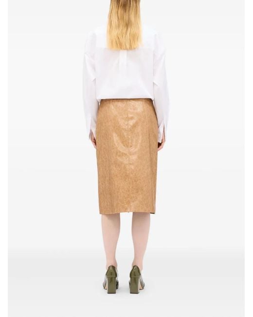 MSGM Natural Zip-Front Midi Skirt