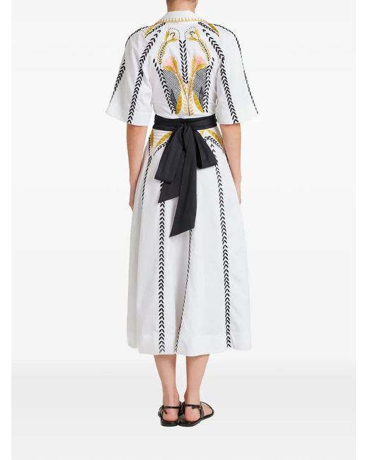 Temperley London White Juniper Floral-Print Wrap Dress