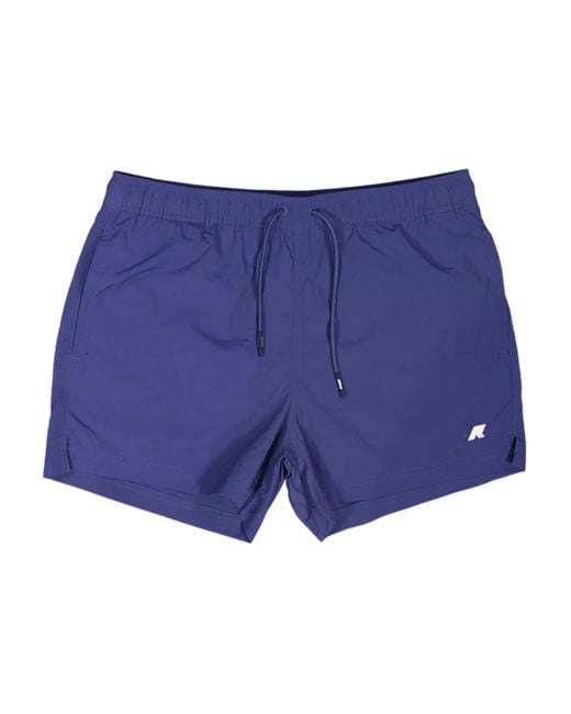 K-Way Blue Elasticated-Waist Drawstring Swim Shorts for men