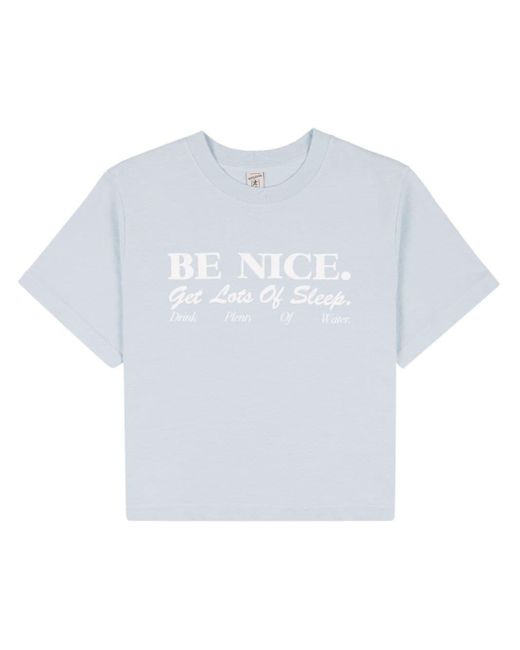 T-shirt Be Nice crop di Sporty & Rich in White