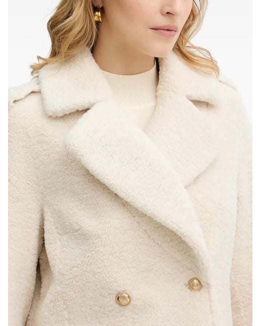Guess Natural Notched-Lapel Double-Breasted Coat