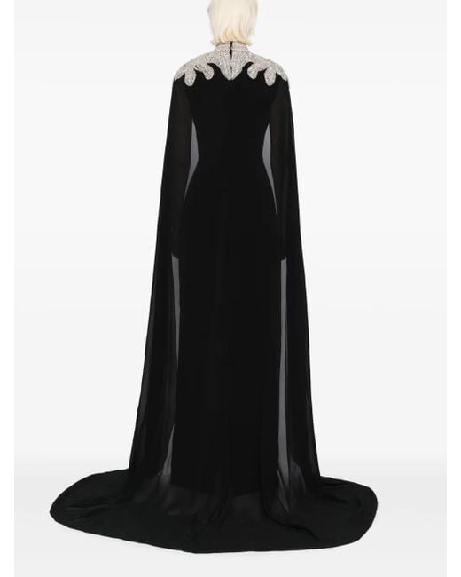 Saiid Kobeisy Black Embellished-Crepe Kaftan Dress