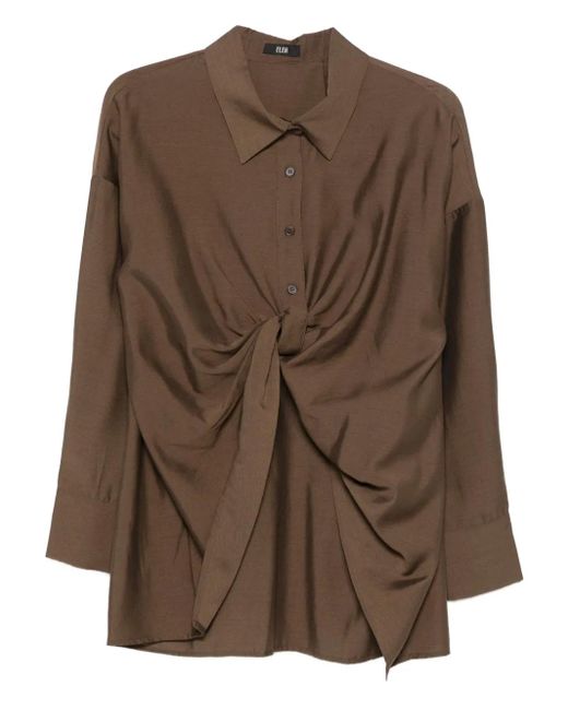 ELEH ツイストフロント シャツ Brown