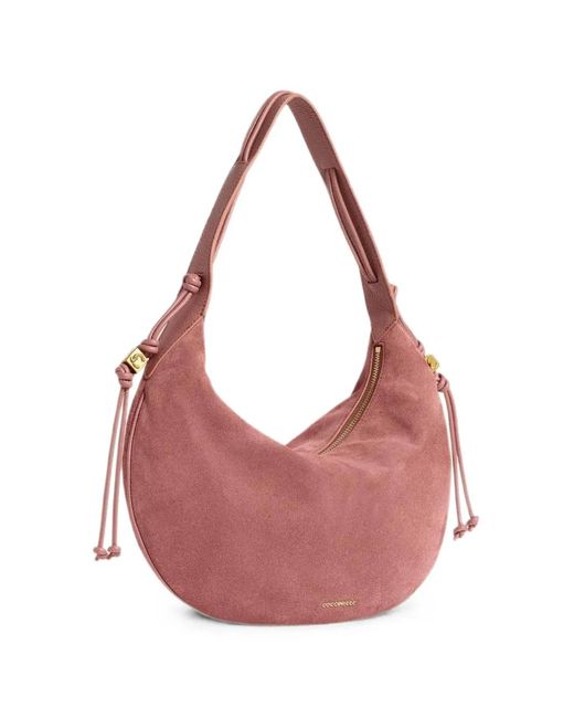 Coccinelle Pink Sac Porté Épaule Thess Medium En Daim