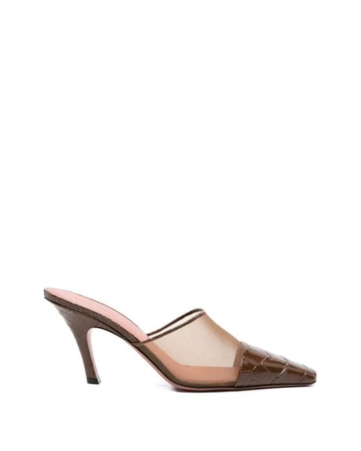 AMINA MUADDI Brown Jamie Mesh Croc Mules