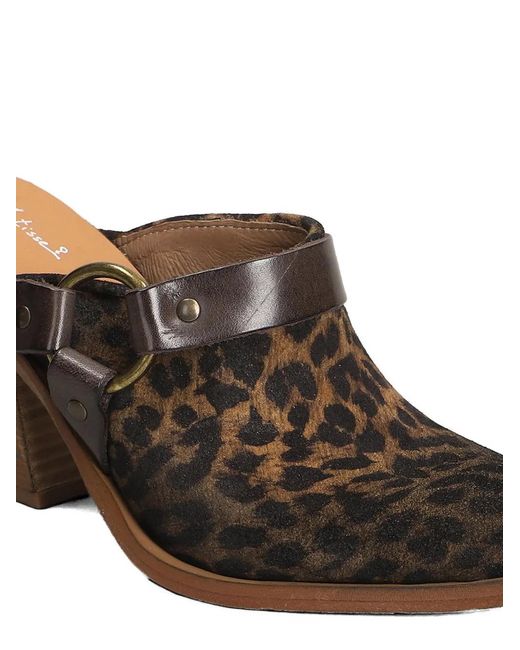 METISSE Brown Leopard-Print Buckled Mules