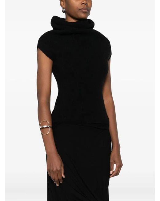 Rick Owens Black Cowl Neck Top