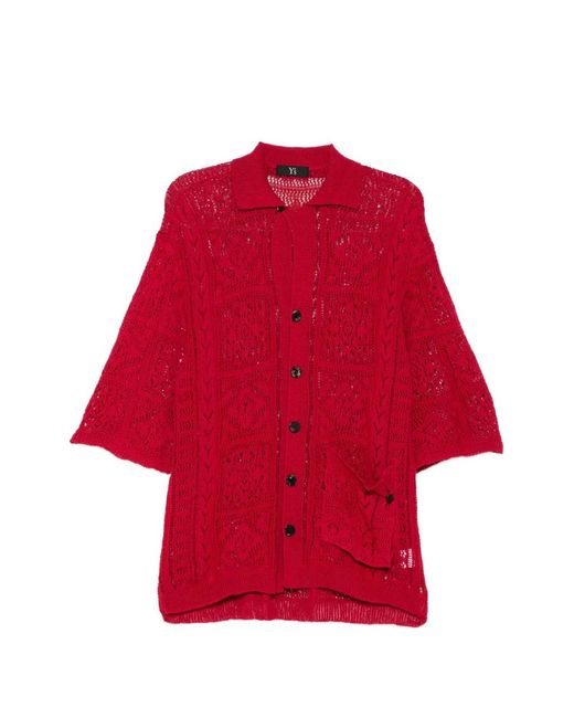 Y's Yohji Yamamoto Red Mexican Tile Pattern Knitted Shirt
