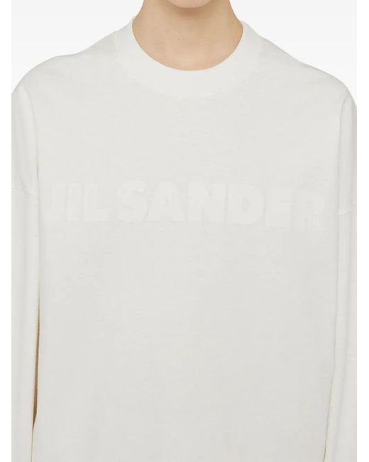 Jil Sander White Langarmshirt Mit Logo-Print