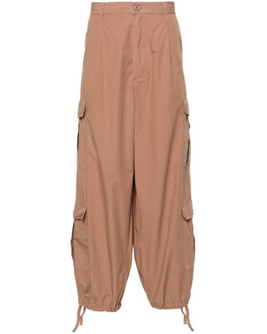 Emporio Armani Brown Straight-leg Cotton Cargo Trousers for men