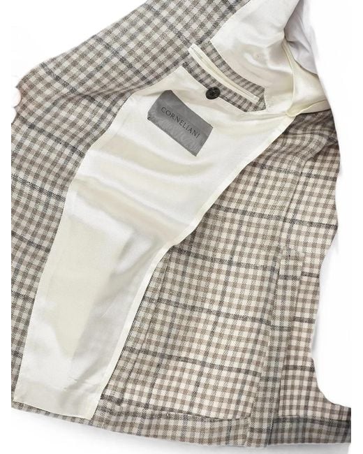 Corneliani Gray Checked Single-Breasted Blazer for men