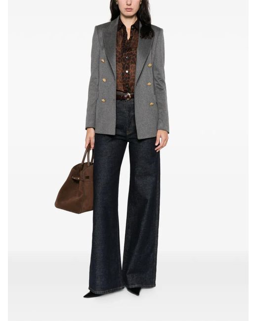 Tagliatore Gray Double-Breasted Button Jacket