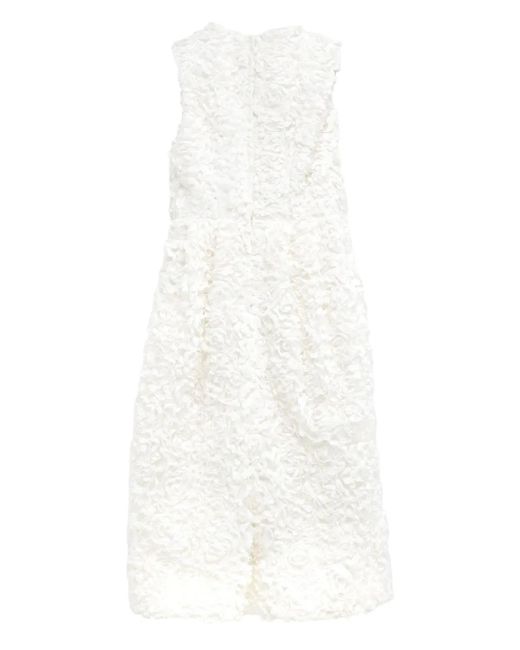 Comme des Garçons White Floral-Appliqué Midi Dress