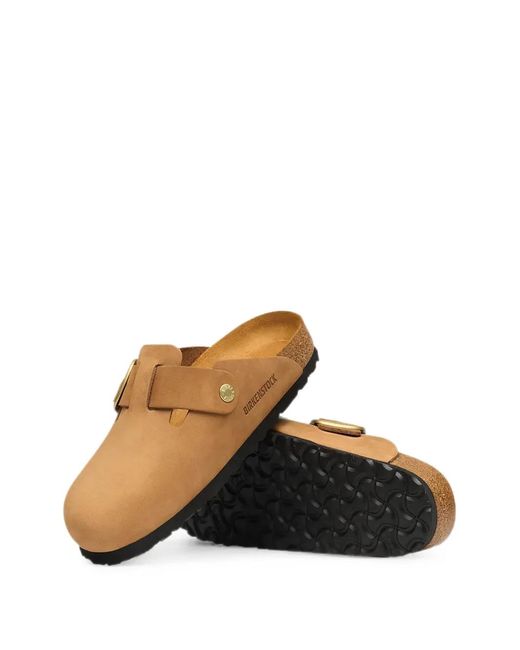 Birkenstock Brown Big-Buckle Leather Sandals