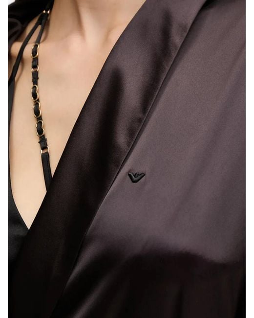 Emporio Armani Black Satin Loungewear Robe