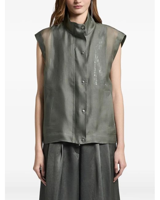 Peserico Gray High-Neck Gazar Vest
