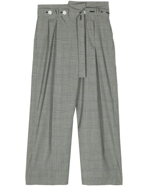 Enfold Gray Check Belt Wide-straight Trousers